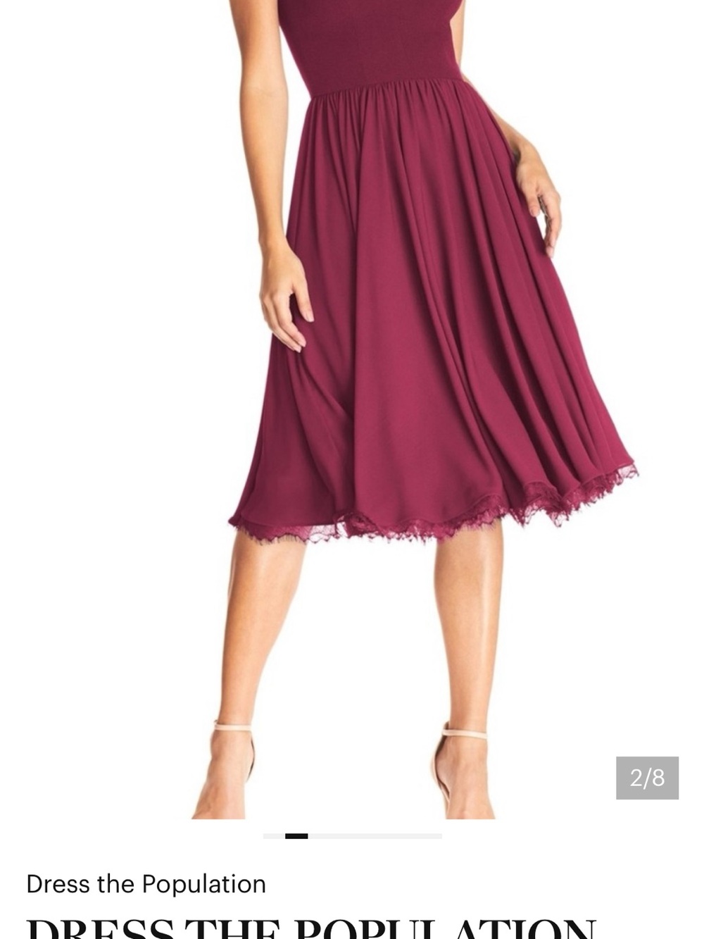 Dress the Population Plum V-Neck Midi Dress - Picture 3 of 8